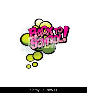 Back to school invitation to study on round bubbles in pop art style isolated icon. Vector welcome to classes, open or start of school season, comic l Stock Vector
