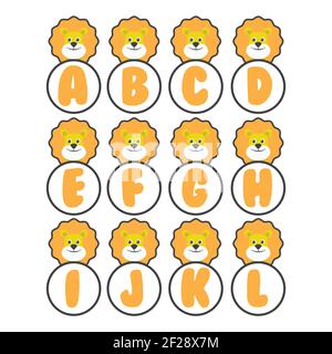 Lion alphabet collection, vector art and illustration. Stock Vector