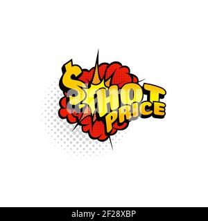 Comic label hot price sale special offer burst tag isolated half tone icon. Vector super mega sale advert and dollar sign, boom bang explosion. s Prom Stock Vector