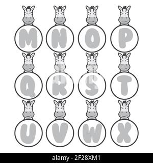 Zebra alphabet collection, vector art and illustration. Stock Vector