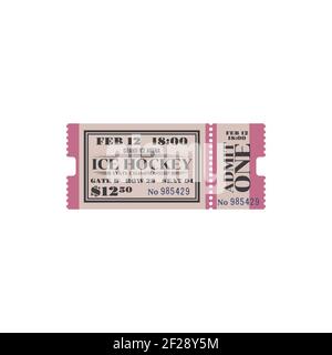 Ice hockey game ticket isolated retro mockup template. Vector vintage  ticket on ice rink arena with cutting line. Invitation on grand ice arena  state Stock Vector Image & Art - Alamy