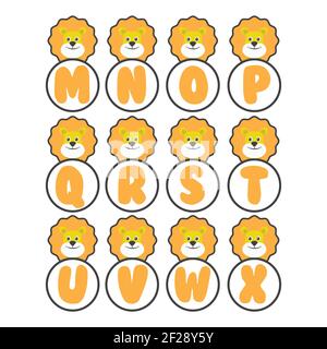 Lion alphabet collection, vector art and illustration. Stock Vector