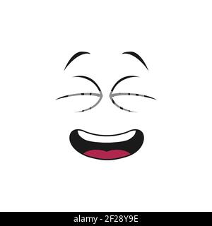 Happy smiling emoji giggling emoticon in good mood isolated icon. Vector laughing smiley, eyes winked of joy, open mouth. Satisfied avatar expression, Stock Vector