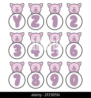 Pig alphabet collection, vector art and illustration. Stock Vector