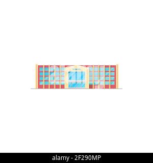 School building vector icon, campus exterior, architecture . Public educational institution construction, glass facade with windows and entrance isola Stock Vector