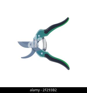 Garden shears, pruning scissors vector icon. Tool for gardening works, pruner instrument, hand equipment for gardeners isolated cartoon secateurs on w Stock Vector