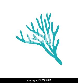 Finger leather coral with sharp edge isolated icon. Vector undersea plant grown at sea bottom, aquarium and tank decoration. Tropical seabed plant, ma Stock Vector