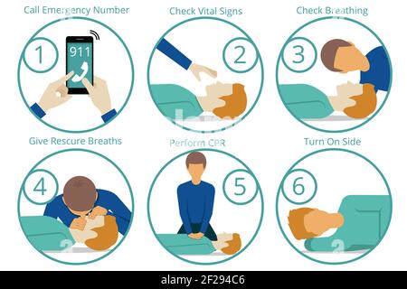 Emergency first aid cpr procedure. Health and medical, life and emergency,  reanimation and rescue. Vector illustration Stock Vector