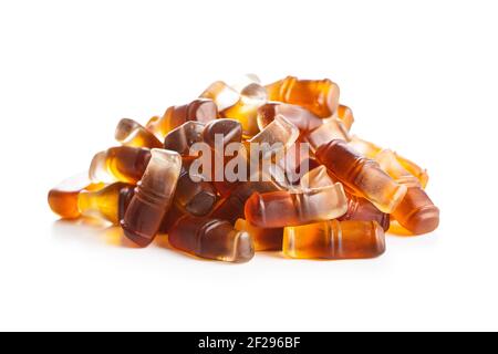Jelly candies with cola flavor isolated on white background. Stock Photo