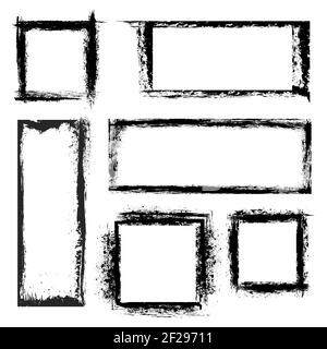 Grunge frames set. Figure geometric, textured collection boards. Vector illustration Stock Vector