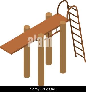 Diving board icon. Isometric of diving board vector icon for web design isolated on white background Stock Vector