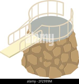 Aquapark diving board icon. Isometric of aquapark diving board vector icon for web design isolated on white background Stock Vector