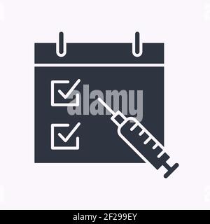 Schedule vaccination glyph icon on white background. Vector illustration. Stock Vector