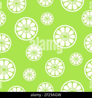 Seamless citrus pattern with kiwi slices on green background. Vector illustration. Summer bright vector illustration good for printing. Food ornament Stock Vector