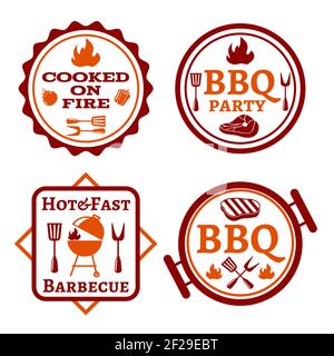Barbecue logo. Bbq and grill, steak cooking, lunch and picnic vector illustration Stock Vector