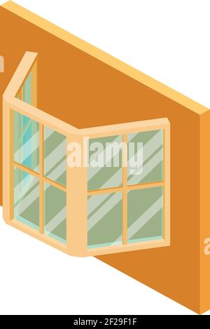 Bay window icon. Isometric illustration of bay window vector icon for web Stock Vector