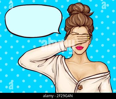 cartoon pretty girl with hands on hips with thought bubble Stock Vector ...