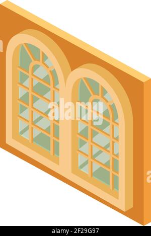 Arched window icon. Isometric illustration of arched window vector icon ...