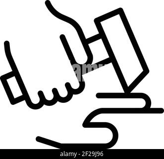 Careless person with hammer icon. Outline careless person with hammer vector icon for web design isolated on white background Stock Vector
