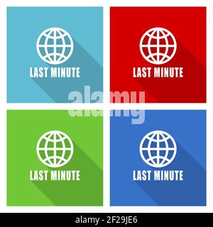 Last minute icon set, flat design vector illustration in eps 10 for webdesign and mobile applications in four color options Stock Vector