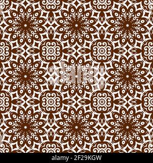 Deep brown color seamless pattern with mandala.Mandala Background. Stock Vector
