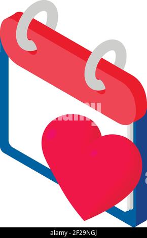 Heart calendar icon. Isometric illustration of heart calendar vector icon for web Stock Vector