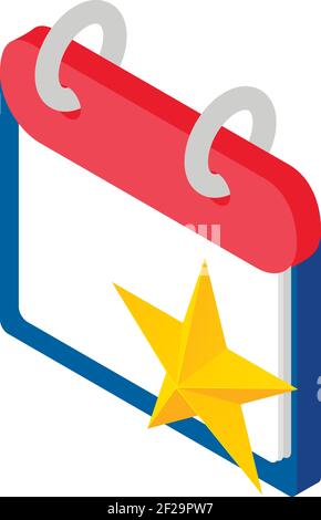 Star calendar icon. Isometric illustration of star calendar vector icon for web Stock Vector