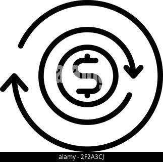 Money online conversion icon. Outline money online conversion vector icon for web design isolated on white background Stock Vector