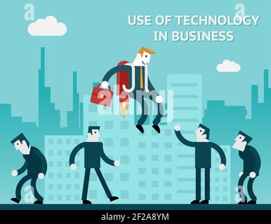 Concept use of technology in business. Modern people progress evolution. Vector illustration Stock Vector