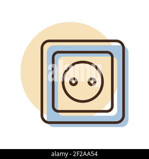 Electric outlet vector flat icon. Construction, repair and building. Graph symbol for your web site design, logo, app, UI Stock Vector