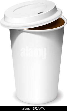 Plastic cup of coffee with an open lid. EPS10 opacity in shadows Stock Vector