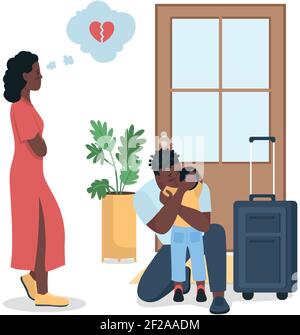 African american family in conflict flat color vector detailed characters Stock Vector