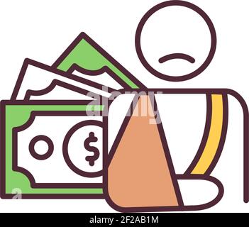Disability compensation RGB color icon Stock Vector