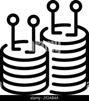 Blockchain server rack icon. Outline Blockchain server rack vector icon for web design isolated on white background Stock Vector