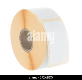 White label roll isolated on white background. Stock Photo