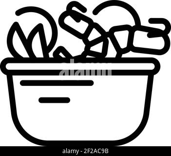 Wok menu cook icon. Outline Wok menu cook vector icon for web design isolated on white background Stock Vector