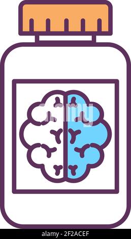 Brain activity improvement RGB color icon Stock Vector