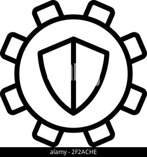Secured gear interface icon. Outline secured gear interface vector icon for web design isolated on white background Stock Vector