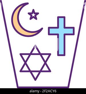 Coexisting religions RGB color icon Stock Vector