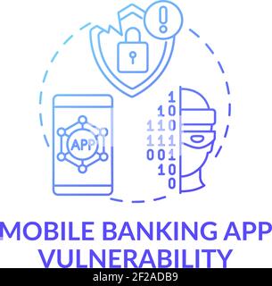Mobile banking app vulnerability concept icon Stock Vector