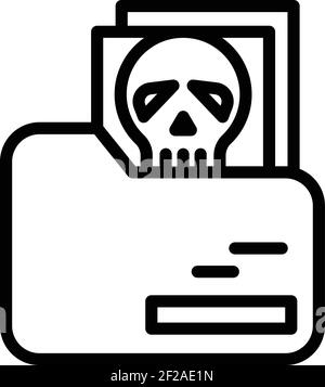 Malware skull icon. Outline malware skull vector icon for web design isolated on white background Stock Vector
