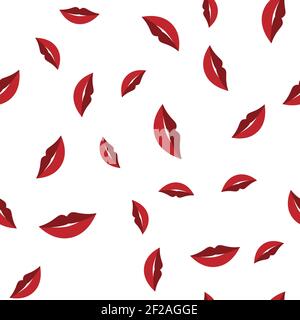 Red lips on a white background. For fabric, baby clothes, background, textile, wrapping paper and other decoration. Vector seamless pattern EPS 10 Stock Vector