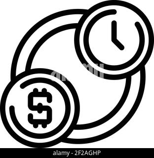 Time and money icon. Outline time and money vector icon for web design isolated on white background Stock Vector