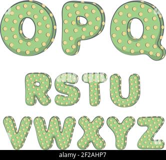 Cactus alphabet from O to Z. Isolated vector objects on white background. Stock Vector