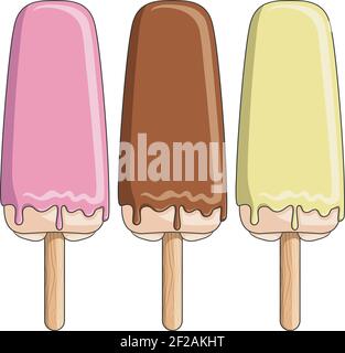 Vector colored ice lolly. Isolated objects. Stock Vector