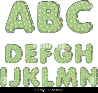 Cactus alphabet from A to N. Isolated vector objects on white background. Stock Vector