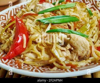 Chicken chow mein from Nepal, Nepali style chowmein Stock Photo