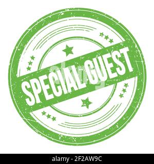 SPECIAL GUEST text on green round grungy texture stamp. Stock Photo