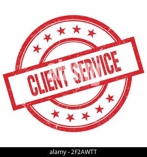 CLIENT SERVICE text written on red round vintage rubber stamp. Stock Photo