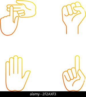 Hand gestures gradient linear vector icons set Stock Vector